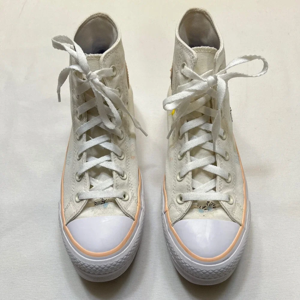 Converse Chuck Taylor All Star Lift Platform High Top Cream Sneakers Women's 8.5 - Picture 6 of 11